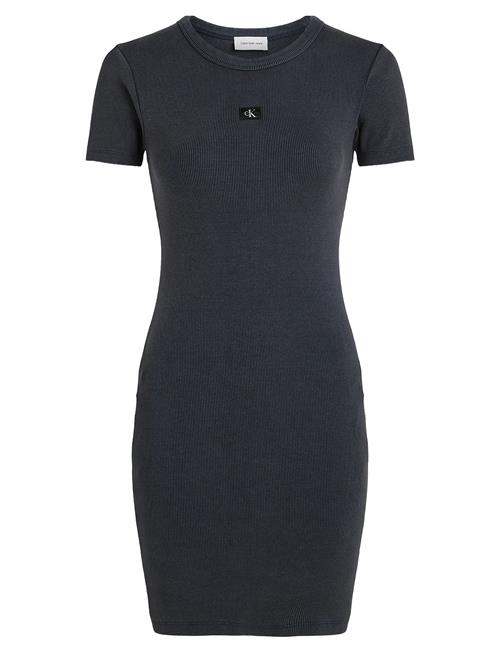 Washed Woven Label Rib Dress Calvin Klein Jeans Black
