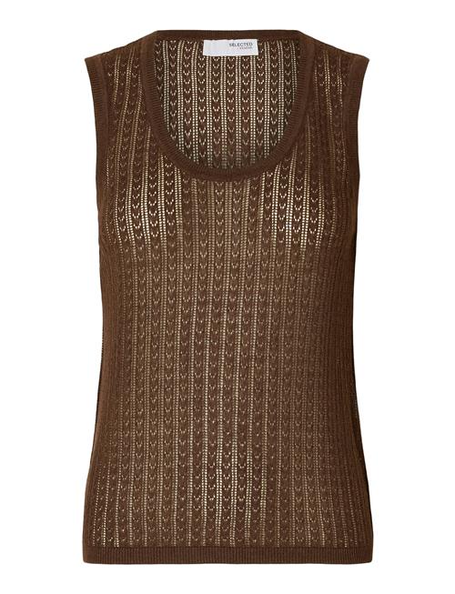Slfhennah Sl Knit Structure Top Selected Femme Brown