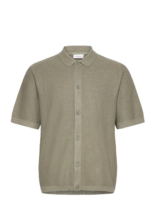 Knitted S/S Polo Cardigan Lindbergh Khaki