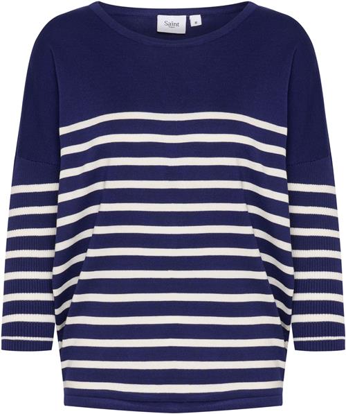 SAINT TROPEZ Pullover 'MilaSZ'  mørkeblå / hvid