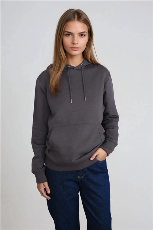 Sweatshirt Hoodie - Mørkegrå - S - TeeShoppen