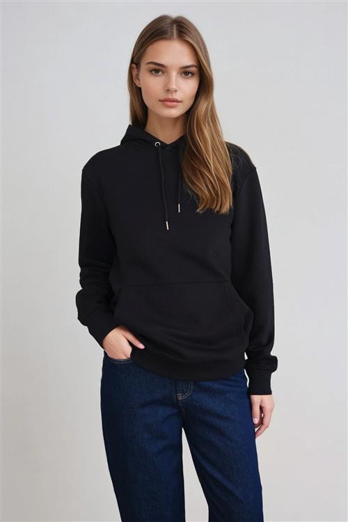 Sweatshirt Hoodie - Sort - XL - TeeShoppen