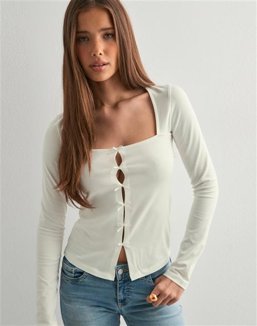 Nelly - Hvid - Square Bow LS Top