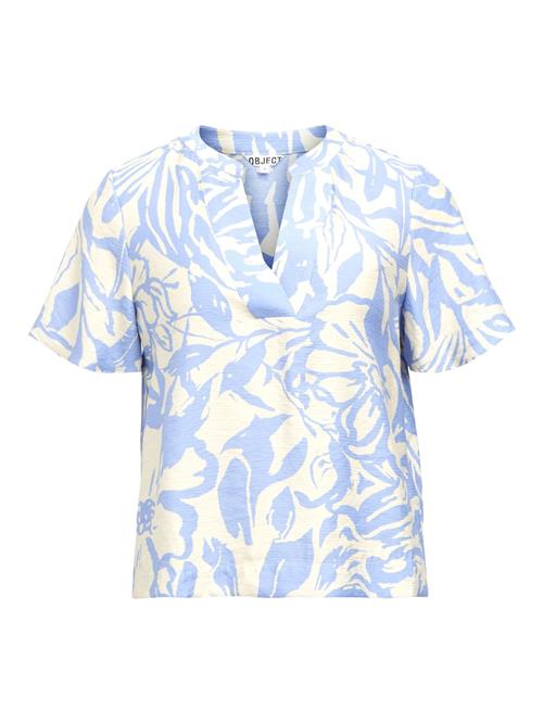 OBJECT Bluse  lysebeige / dueblå