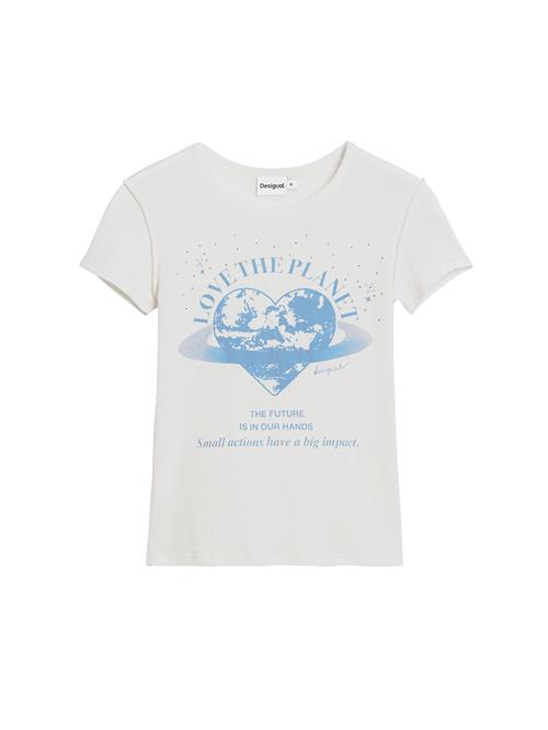 Desigual Shirts 'Love the planet'  blå / hvid