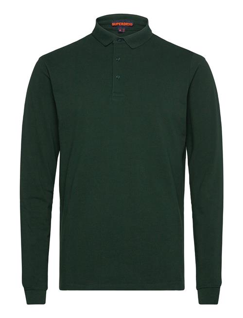 Cotton Long Sleeve Pique Polo Superdry Green
