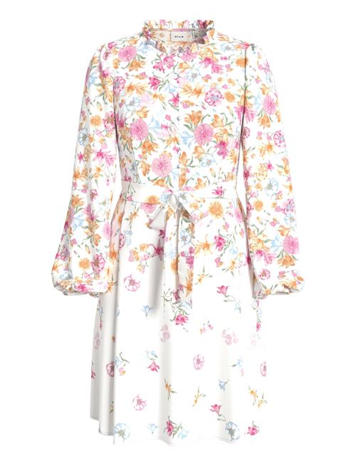 Vielma O-Neck L/S Short Dress/Ln Vila White