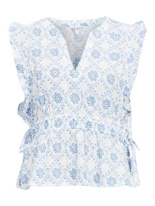 OBJECT Bluse 'OBJMarlon'  blå / hvid