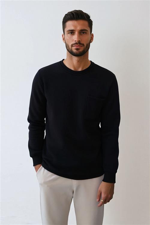Pocket Sweatshirt Regular Fit - Sort - M - TeeShoppen