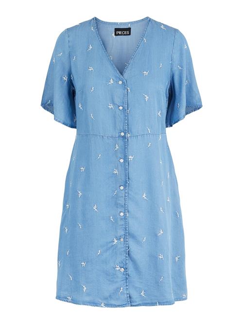 PIECES Blusekjole 'Vilma'  blue denim / hvid