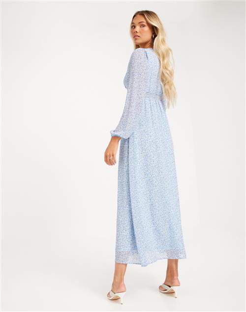 Only - Blå - Onlamanda L/S Long Dress Cs Ptm