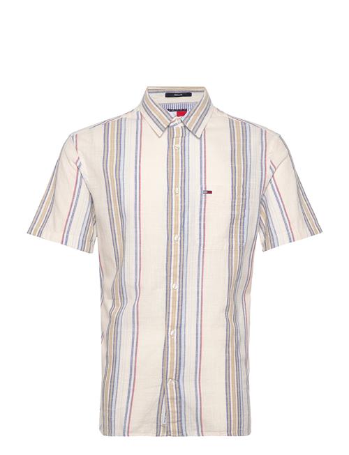 Tjm Reg Slub Stripe Ss Shirt Ext Tommy Jeans Beige