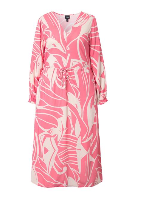 Ulla Popken Kjole  lys pink / hvid