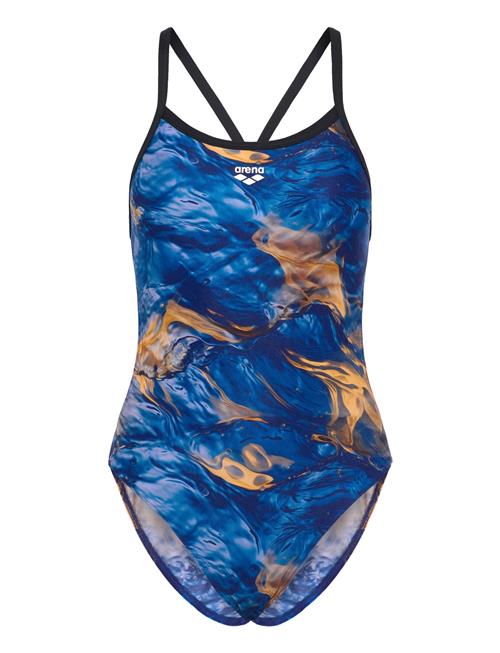 Women's Arena Gold Leaves Swimsuit Challenge Back Arena Blue