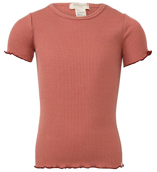 Minimalisma T-shirt - Rib - Silke/Bomuld - Blomst - Antique Red/