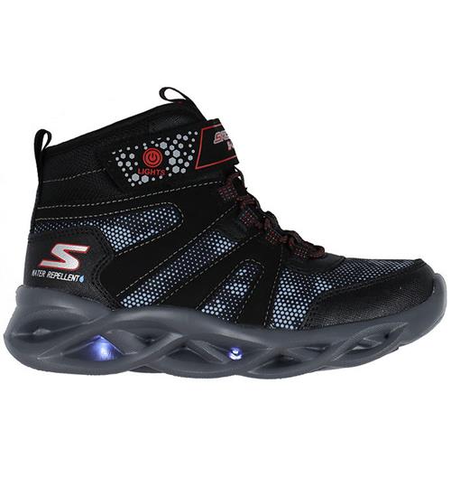 Skechers StÃ¸vler m. Lys - Twisted Brights - Sort/RÃ¸d