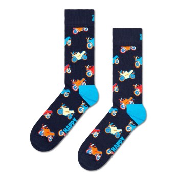 Happy socks Strømper Motorbike Sock Marine mønster bomuld Str 41/46
