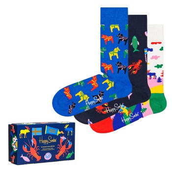 Happy socks Strømper 3P Swedish Edition Gift Box Flerfarvet bomuld Str 36/40