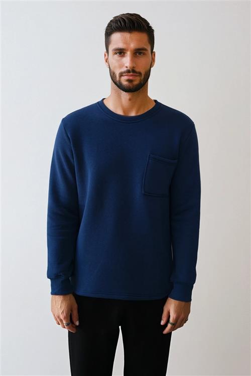 Pocket Sweatshirt Regular Fit - Navy - XS - TeeShoppen