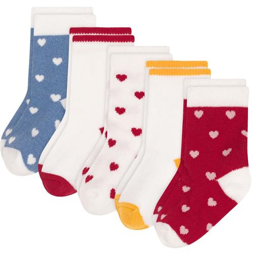Petit Bateau Hearts 5-pak Bomuldsstrømper White | Hvid | 6-12 months