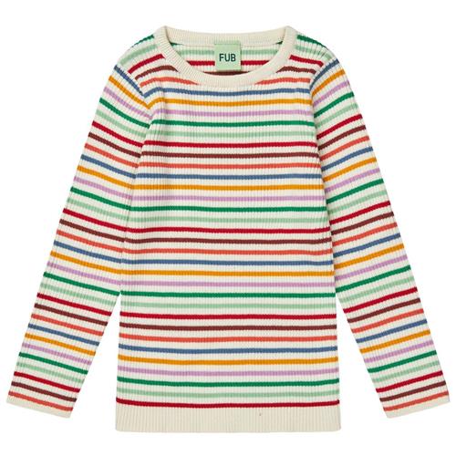 FUB Ribstrikket Sweater Multi Stripe 130 cm  Creme  130 cm  Unisex
