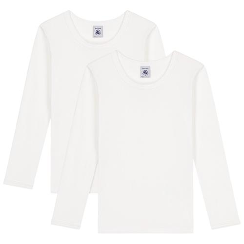 Petit Bateau 2-pak Langærmet T-shirt Ecume | Hvid | 2 years