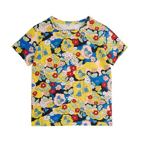 Mini Rodini GOTS Flowers Aop Kortærmet T-shirt Multi | Gul | 116/122 cm