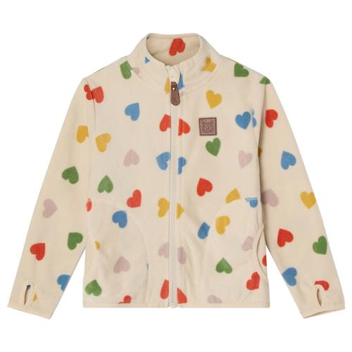 Kuling Northpole Fleece-jakke Rainbow Hearts | Hvid | 122/128 cm