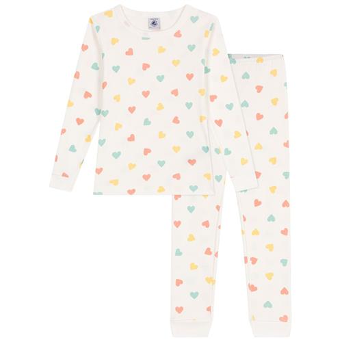 Petit Bateau Hearts Pyjamas I Bomuld Marshmallow Multicolor | Hvid | 4 years
