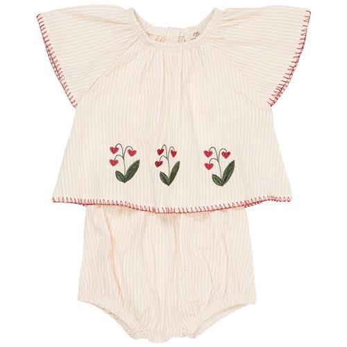 Copenhagen Colors Seersucker Babytøjssæt Dusty Rose Cream Berry Stripe | Lyserød | 92 cm