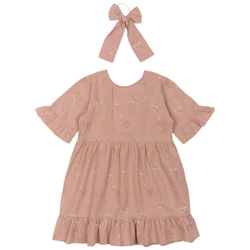The New Olinam Kjole Adobe Rose Aop | Lyserød | 11-12 years