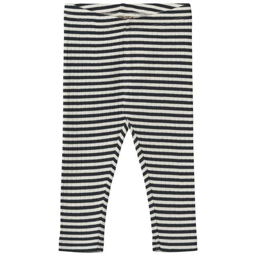 Wheat GOTS Jules Leggings I Jersey Navy Rib Stripe 74 cm  Marineblå  74 cm  Unisex