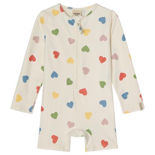 Kuling Paros UV-dragt Rainbow Hearts | Hvid | 98/104 cm