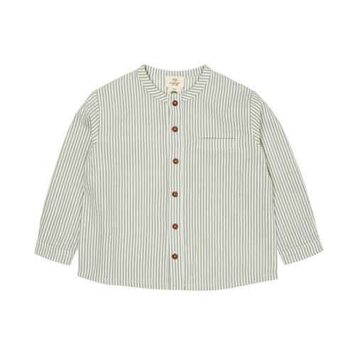 Copenhagen Colors GOTS Seersucker-skjorte Green Cream Stripe | Grønn | 128 cm