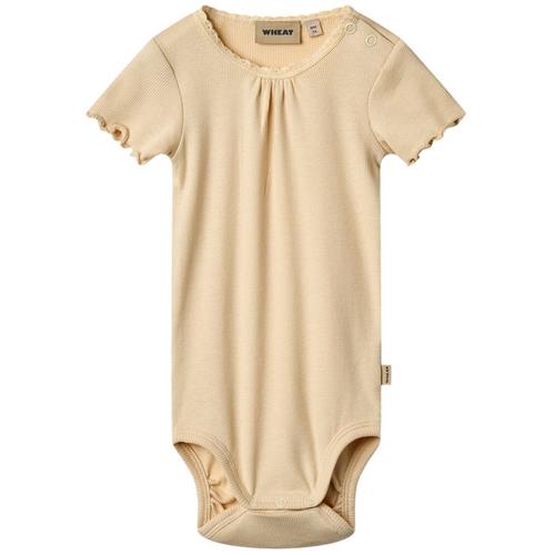 Wheat Edna Ribbet Kortærmet Baby Body Macadamia | Beige | 86 cm