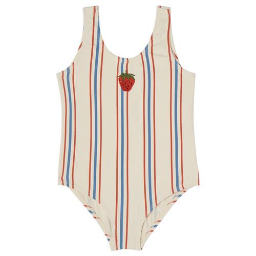 Kuling Milos UV-badedragt Blue/red Stripe | Hvid | 134/140 cm