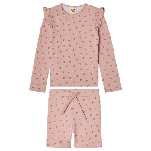 Buddy & Hope Bodil UV-sæt Apricot Hearts | Lyserød | 110/116 cm