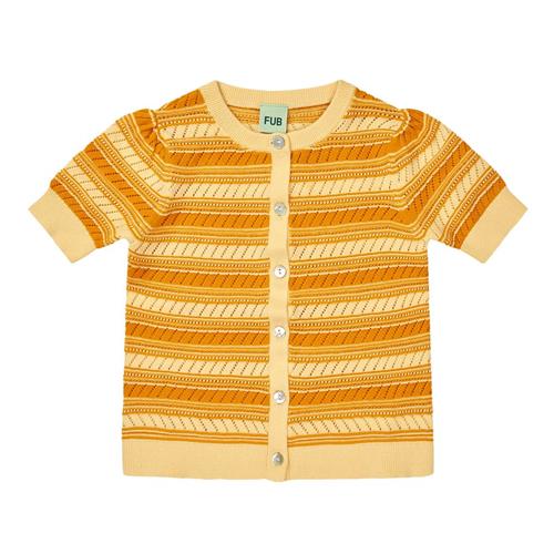 FUB Strikket Kortærmet Cardigan Vanilla/sunflower | Gul | 120 cm