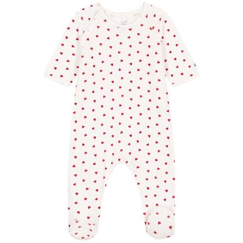 Petit Bateau Velour Med Hjertemønster Onesie Marshmallow Terkuit | Hvid | 12 months