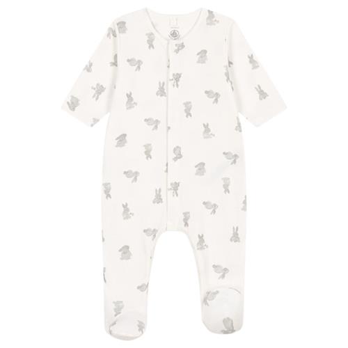 Petit Bateau Kaninmønstret Rørstrik Onesie Marshmallow Grey | Hvid | 12 months