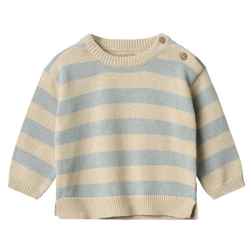 Wheat GOTS Morgan Strikket Sweater Blue Stripe | Blå | 68 cm