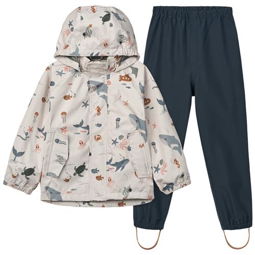 Liewood Pedia Rainwear Set Pedia Regntøjssæt Sea Creature / Sandy | Grå | 128 cm