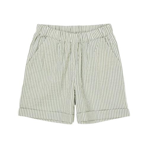 Copenhagen Colors GOTS Sporty Seersucker-shorts Green Cream Stripe | Grønn | 92 cm