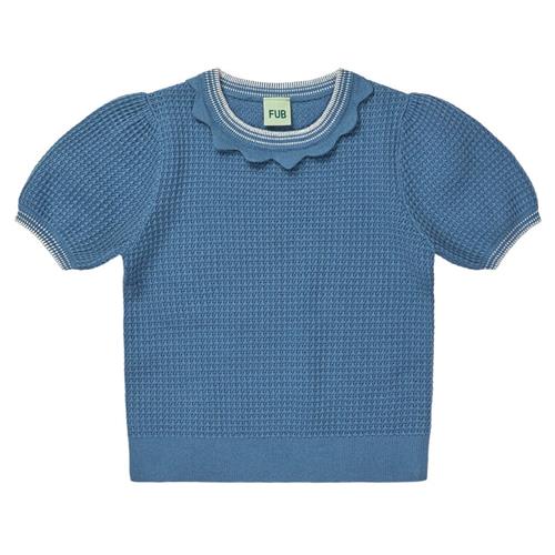 FUB Strikket Kortærmet Top Washed Indigo | Blå | 100 cm