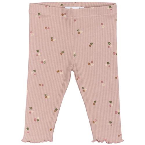 The New Siblings GOTS Odelia Ribbede Leggings Adobe Rose Aop | Lyserød | 68 cm