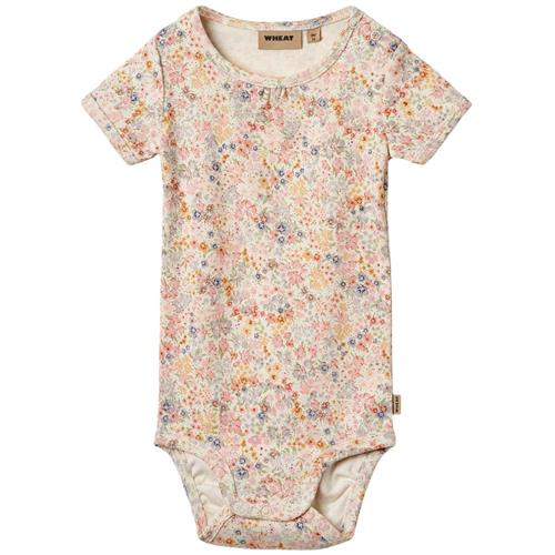 Wheat Linette Kortærmet Baby Body Bright Flowers |  | 92 cm
