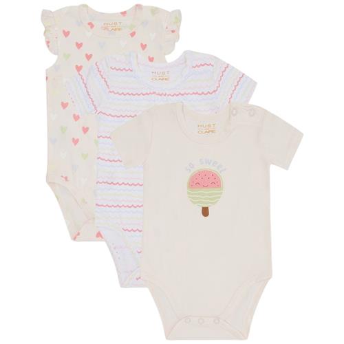 Hust&Claire Bella 3-pak Baby Body White | Hvid | 86 cm