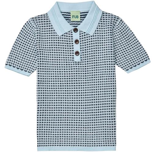 FUB Strikket Polotrøje Light Blue/dark Navy | Blå | 100 cm
