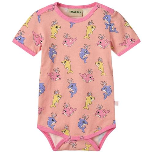 Småfolk Baby Dolphins Kortærmet Baby Body Blossom | Lyserød | 86 cm