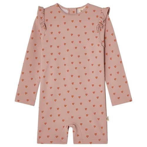 Buddy & Hope Estrid UV-dragt Apricot Hearts | Lyserød | 74/80 cm